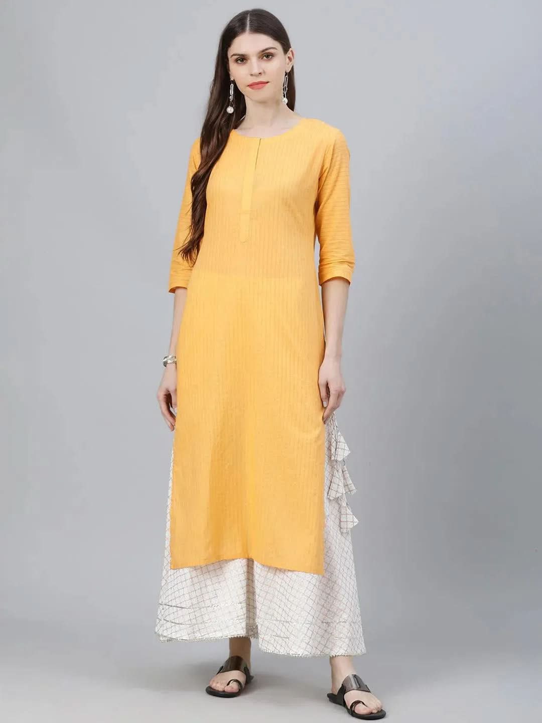 

Yellow Striped Cotton Kurta