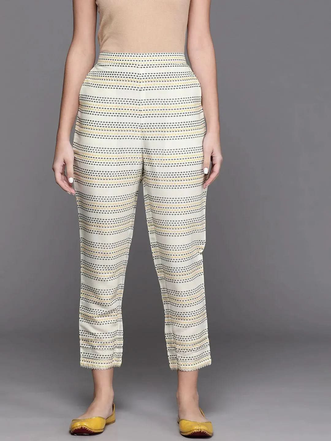 

Buy Yellow Striped Silk Trousers - PL1068O- | Libas Ethnic Wear Online