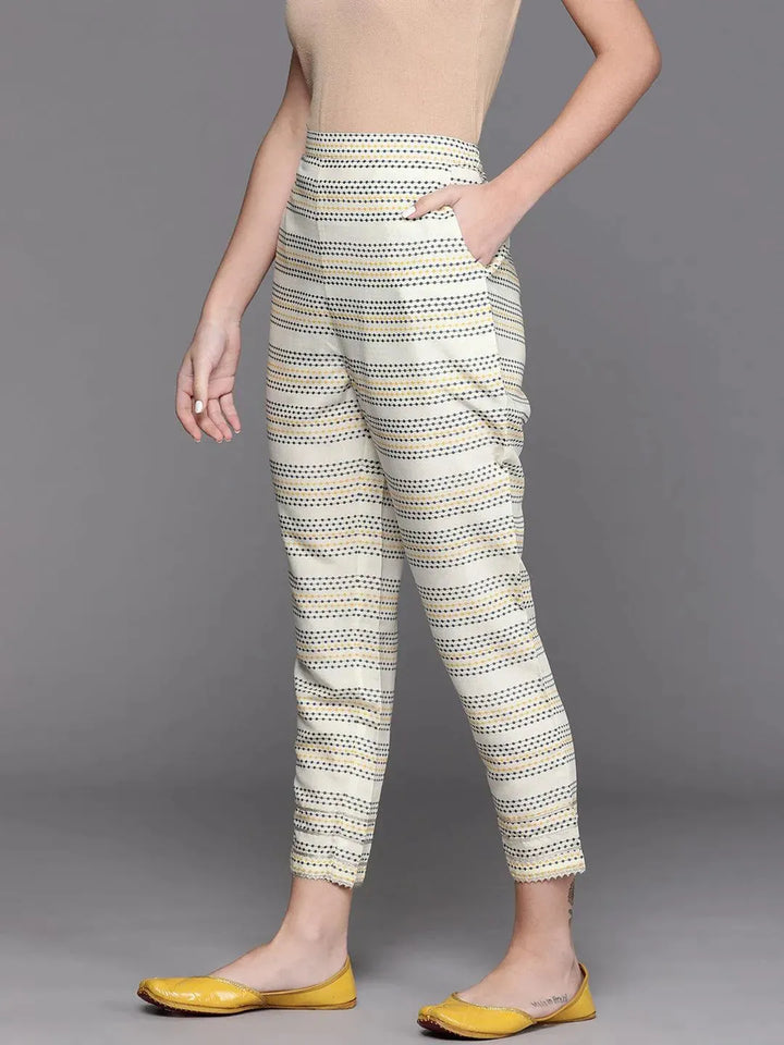 Yellow Striped Silk Trousers - Libas