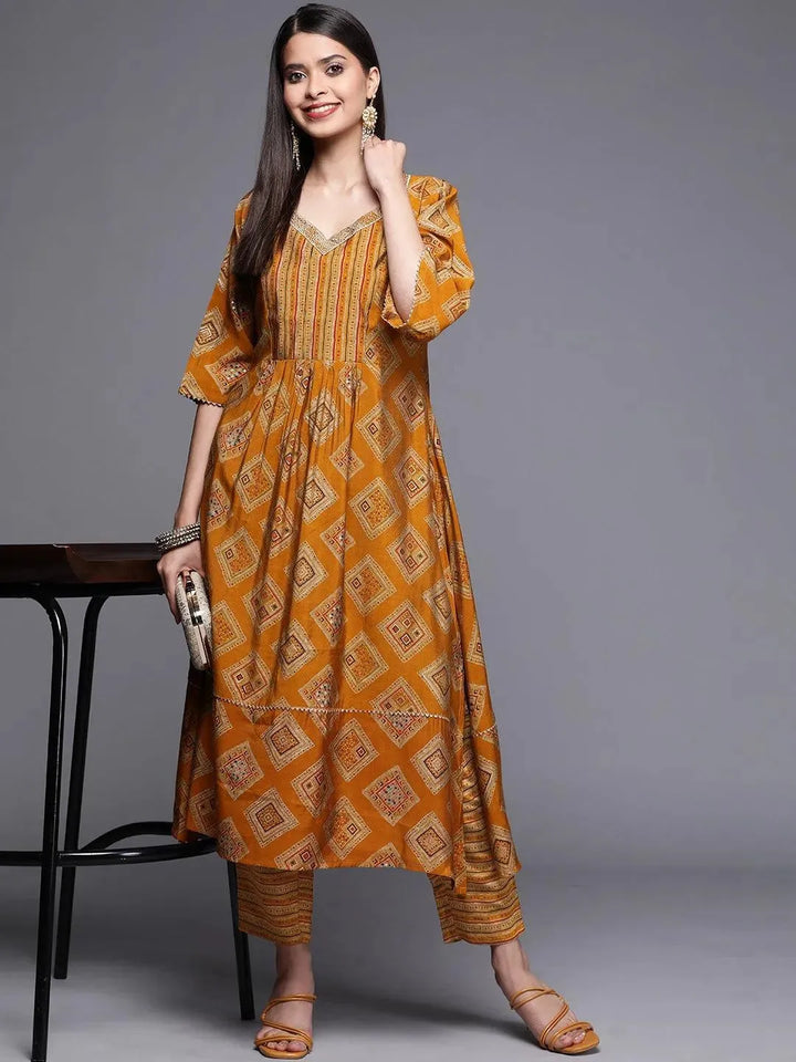 Yellow Striped Silk Trousers - Libas