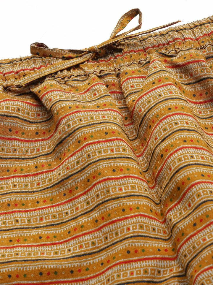 Yellow Striped Silk Trousers - Libas