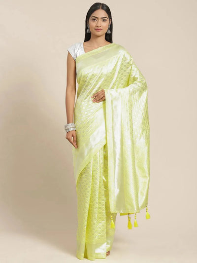 Yellow Woven Design Art Silk Saree - Libas