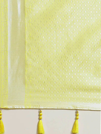 Yellow Woven Design Art Silk Saree - Libas