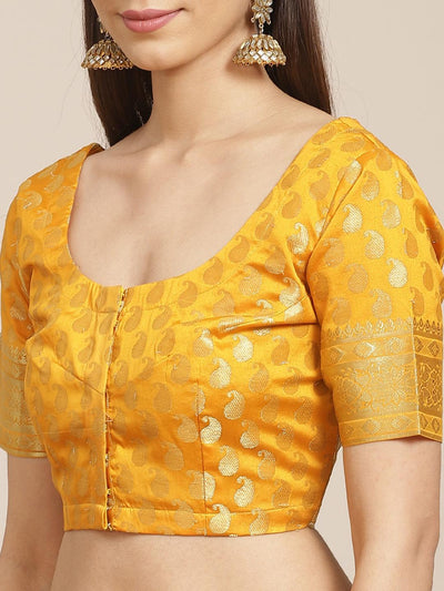Yellow Woven Design Brocade Saree - Libas