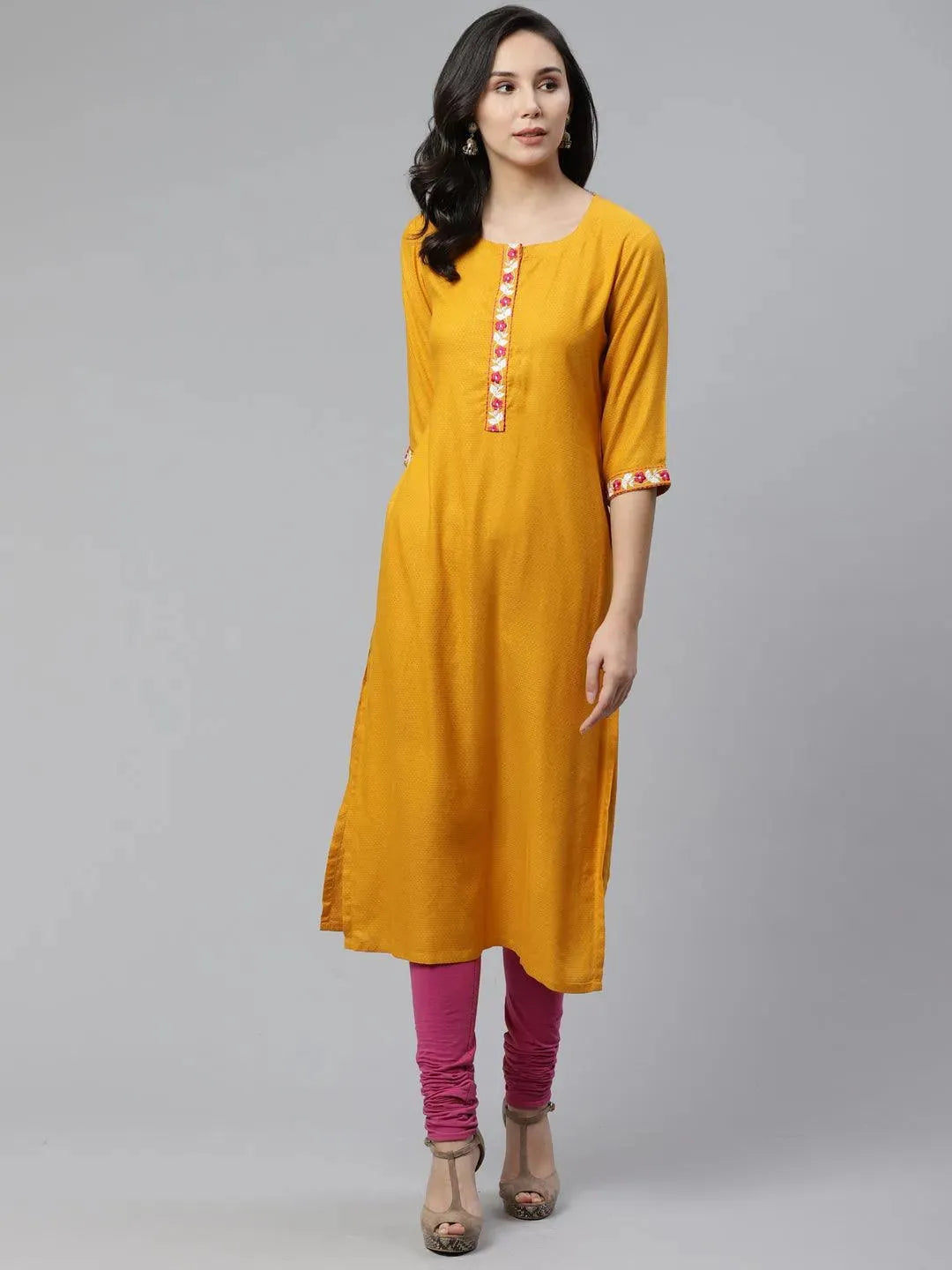 

Buy Yellow Woven Design Rayon Kurta - 9025- | Libas Ethnic Wear Online
