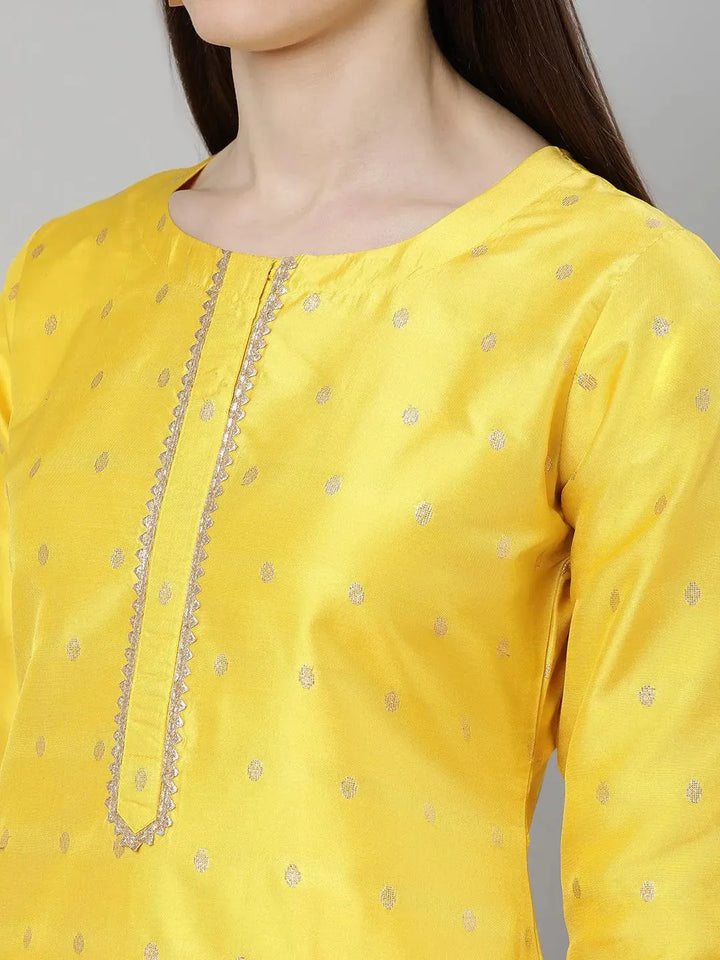 Yellow Woven Design Shantoon Suit Set - Libas