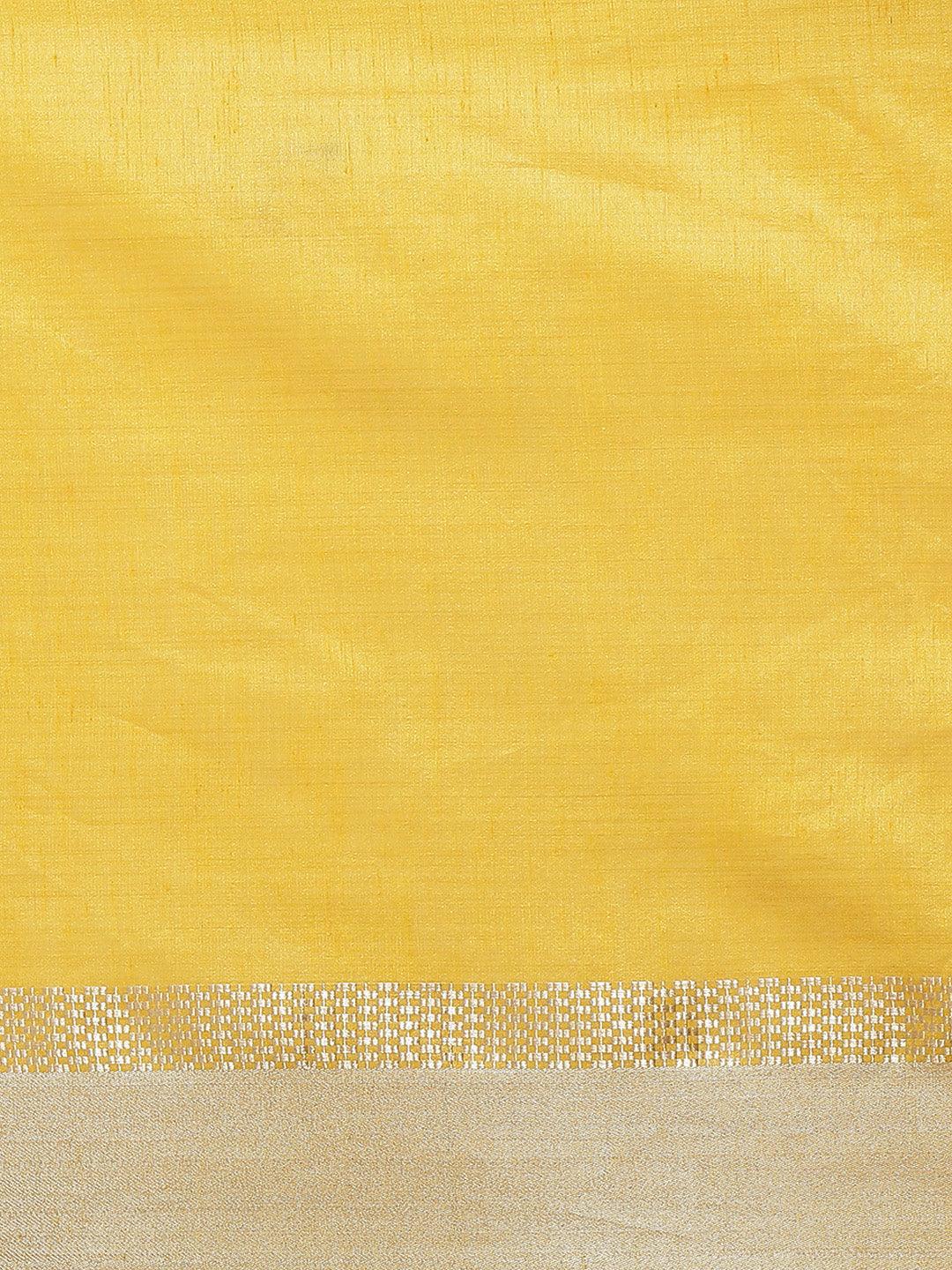 Yellow Woven Design Silk Blend Saree