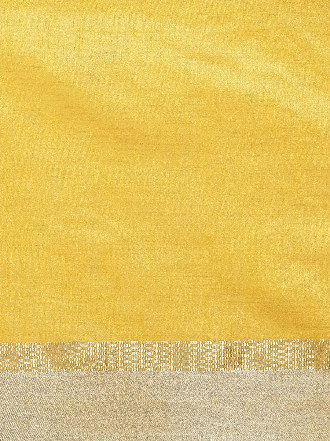 Yellow Woven Design Silk Blend Saree - Libas 