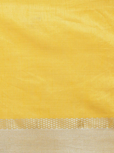 Yellow Woven Design Silk Blend Saree - Libas