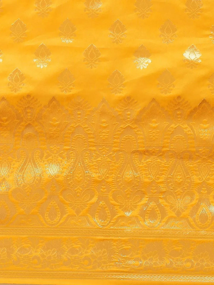 Yellow Woven Design Silk Saree - Libas