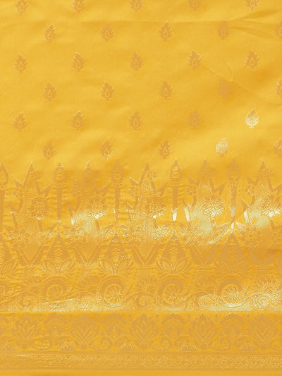 Yellow Woven Design Silk Saree - Libas
