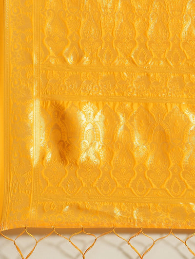 Yellow Woven Design Silk Saree - Libas