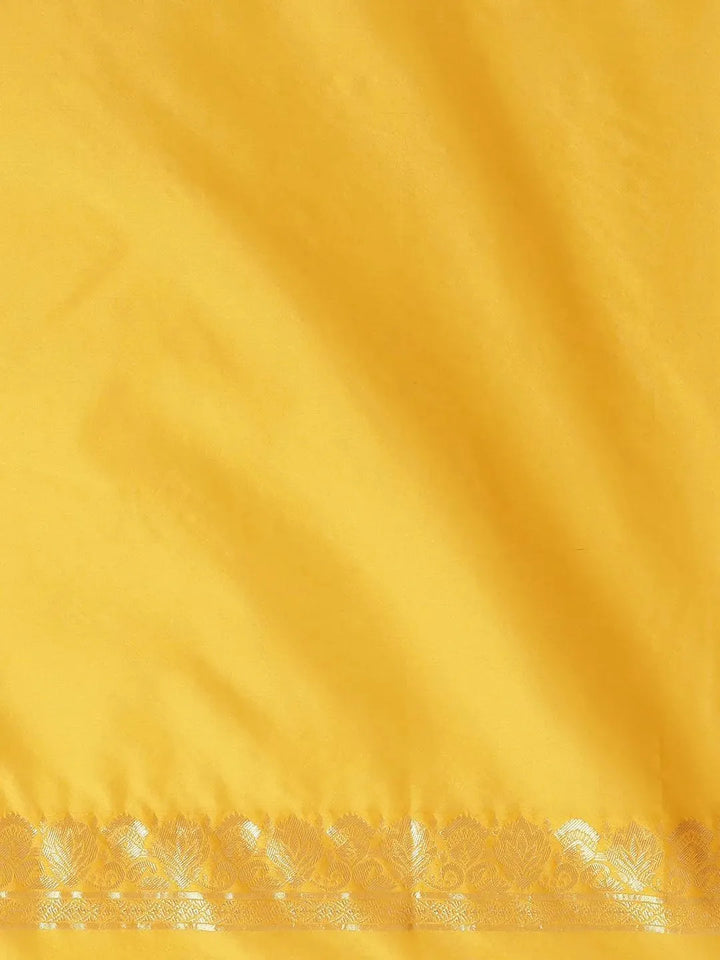 Yellow Woven Design Silk Saree - Libas