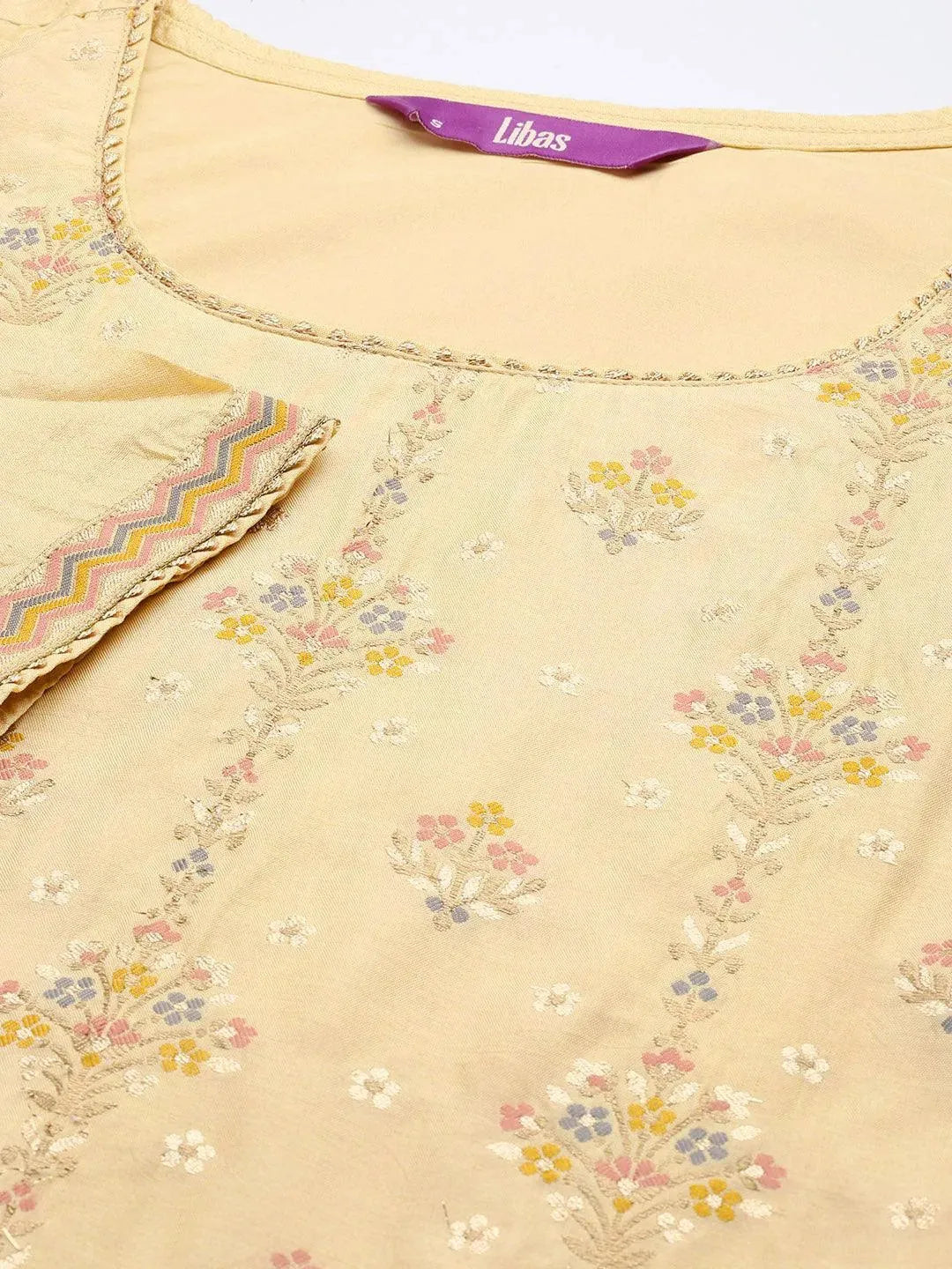 Yellow Woven Design Silk Suit Set - Libas 