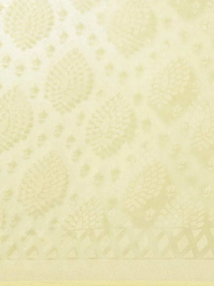 Yellow Woven Design Tissue Saree - Libas
