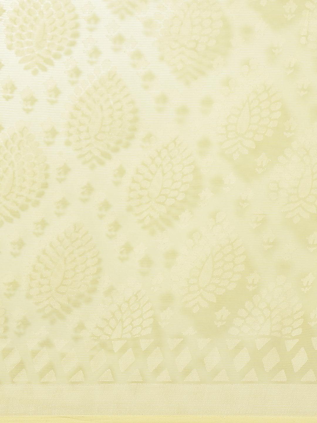 Yellow Woven Design Tissue Saree - Libas