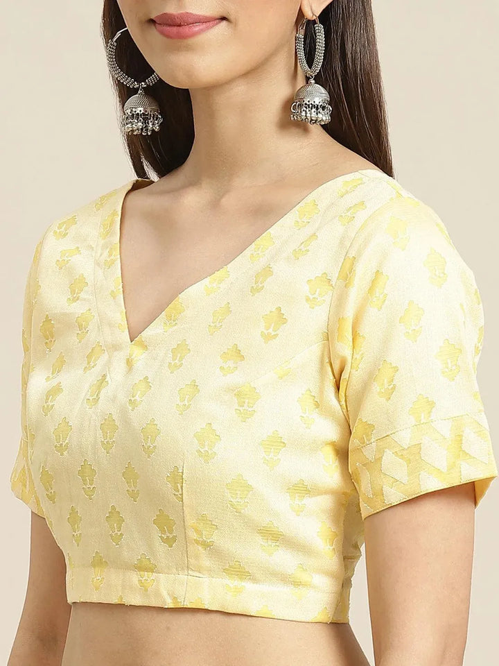 Yellow Woven Design Tissue Saree - Libas