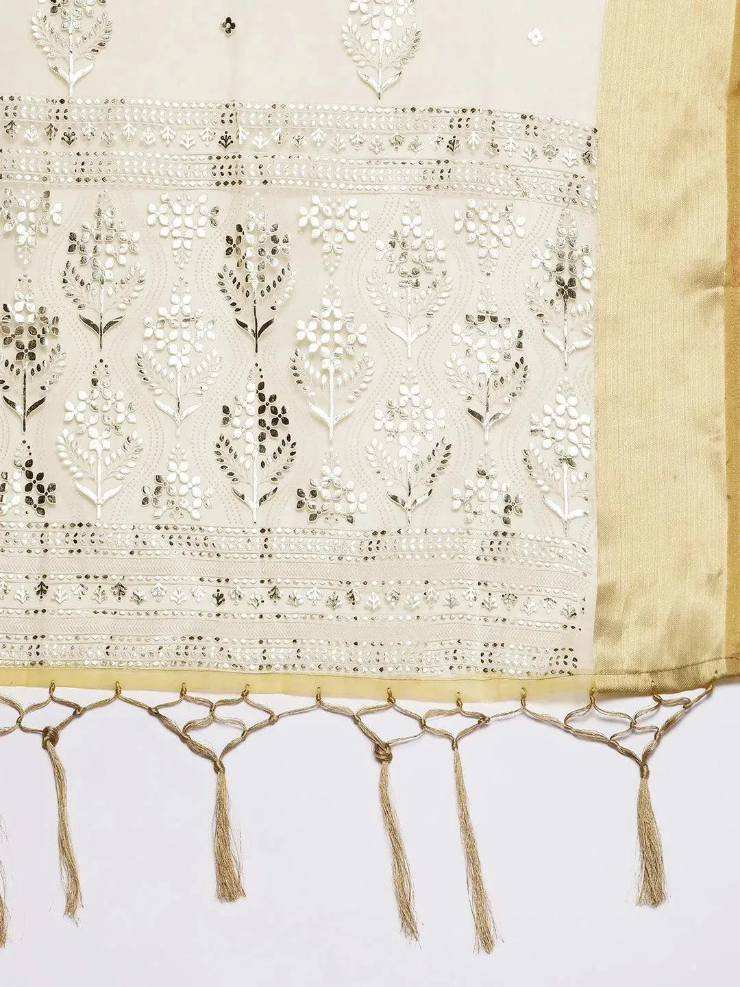 Yellow Yoke Design Chanderi Silk Straight Suit Set - Libas 