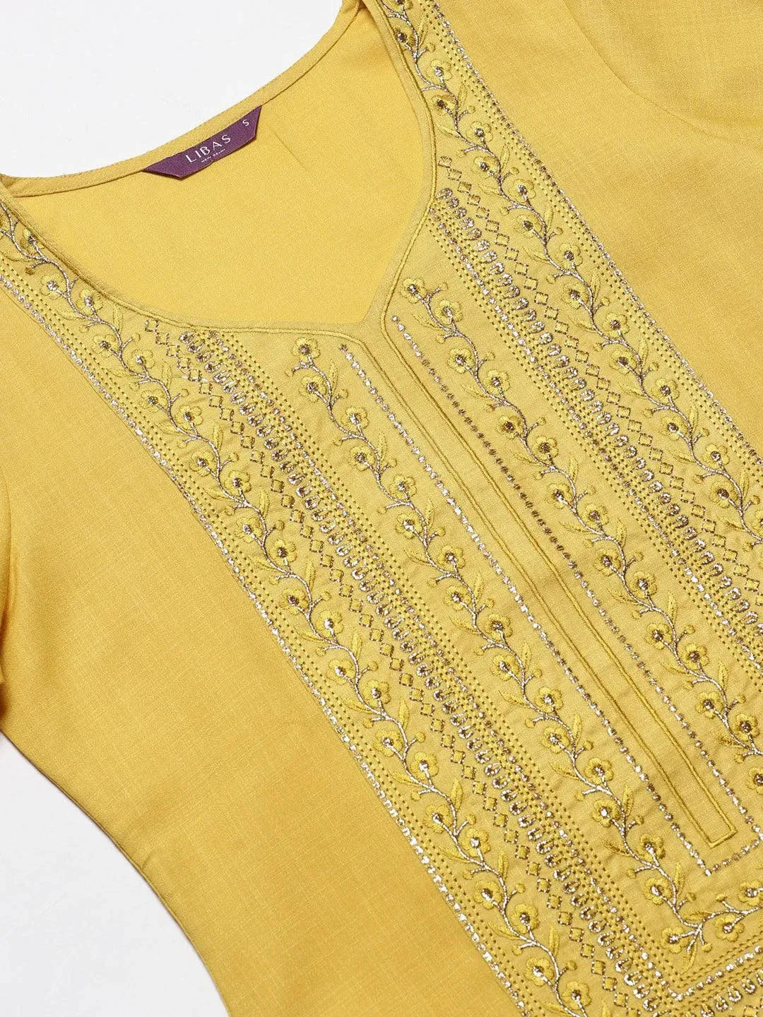 Women's Yellow Yoke Design Kurta Set