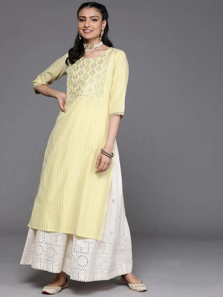 Yellow Yoke Design Cotton Silk Kurta - Libas