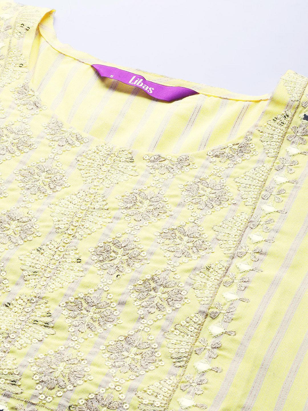 Yellow Yoke Design Cotton Silk Kurta