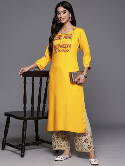 Buy Yellow Textured Kurti Online - Ritu Kumar International Store View