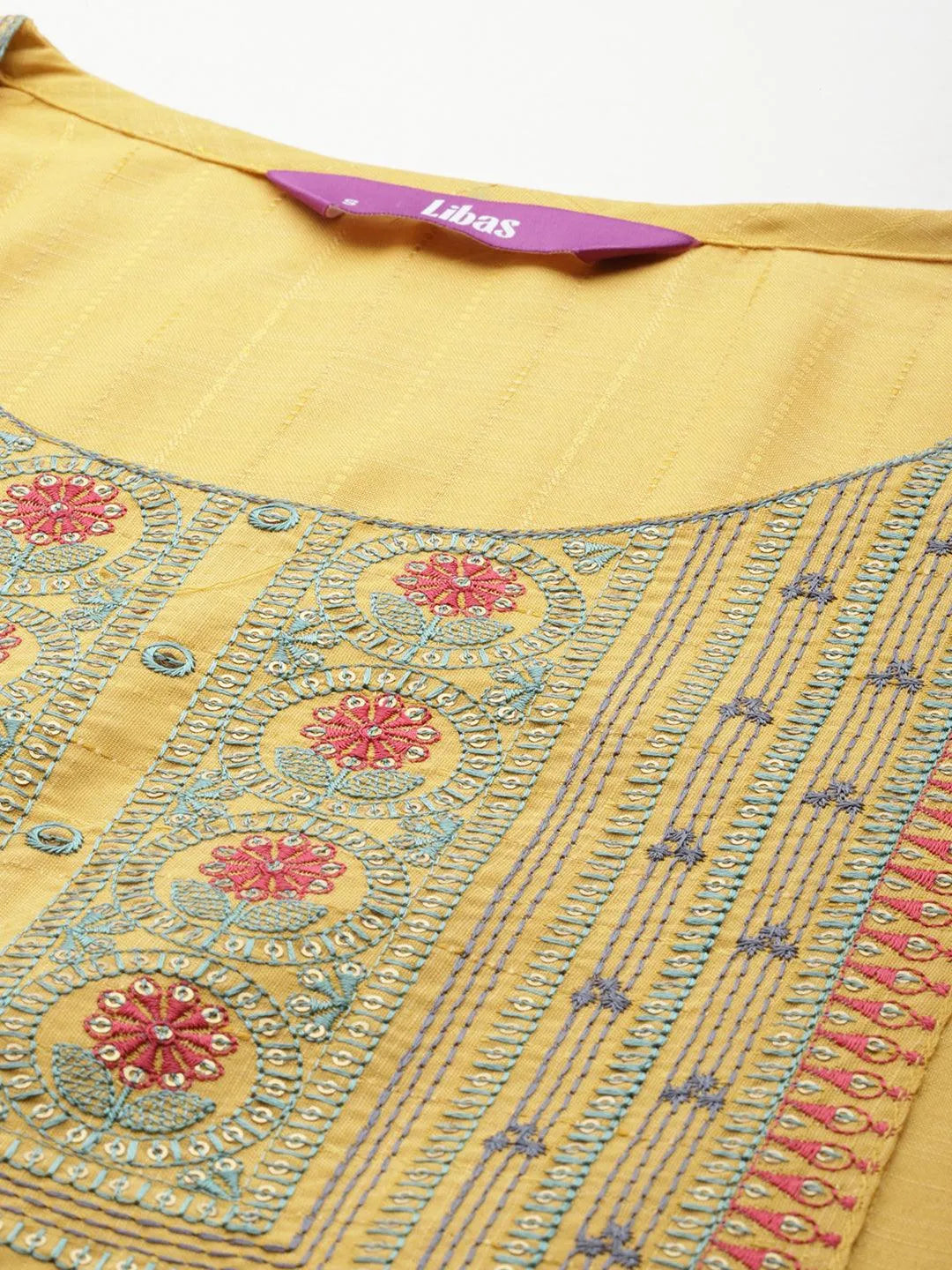 Yellow Yoke Design Rayon Straight Kurta - Libas 
