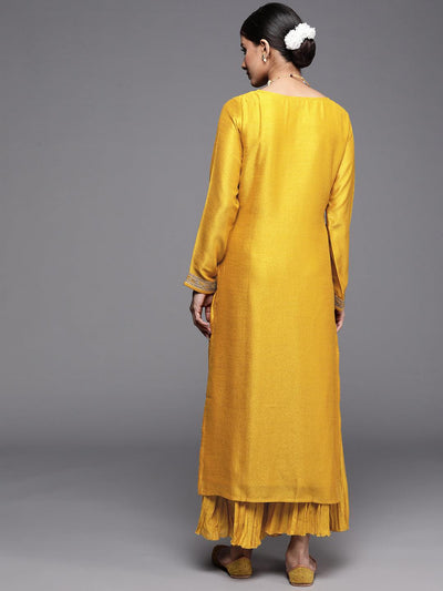 Yellow Yoke Design Silk Kurta - Libas