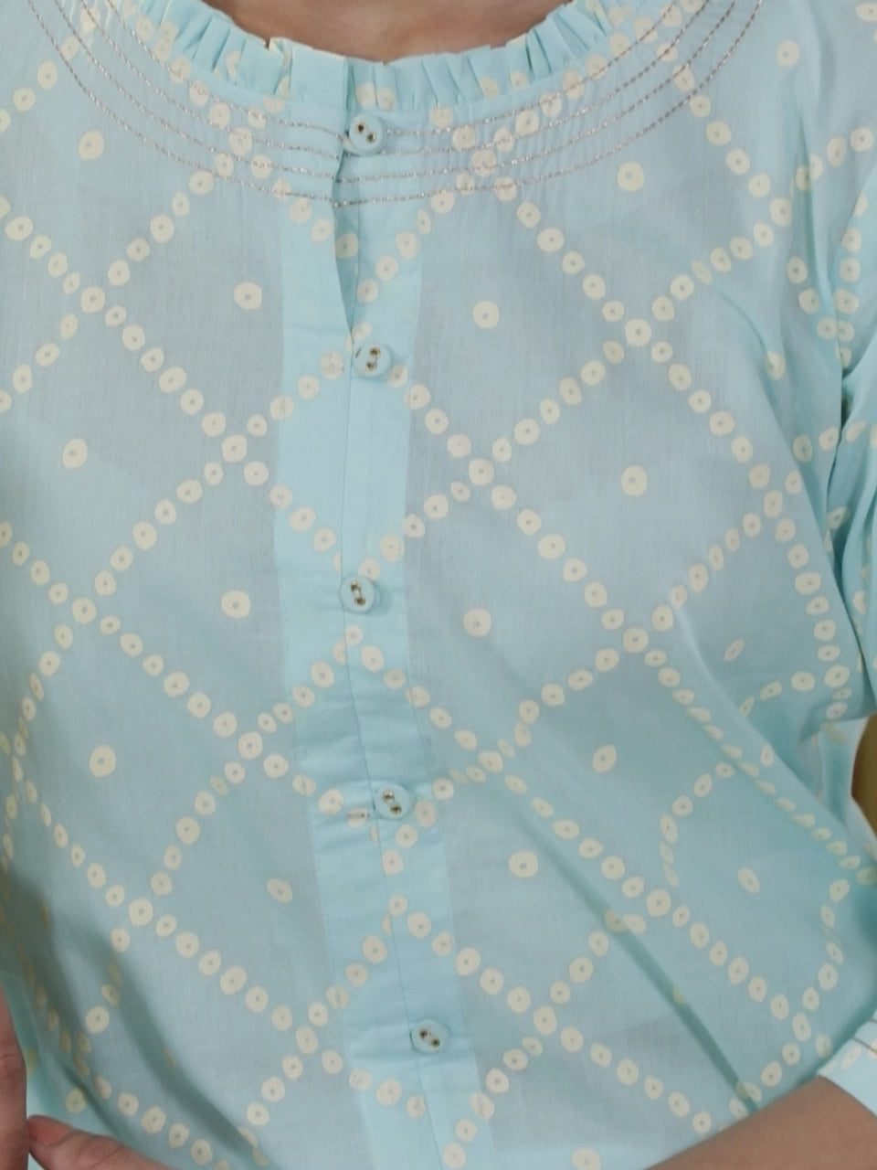  Blue Printed Cotton Kurta 