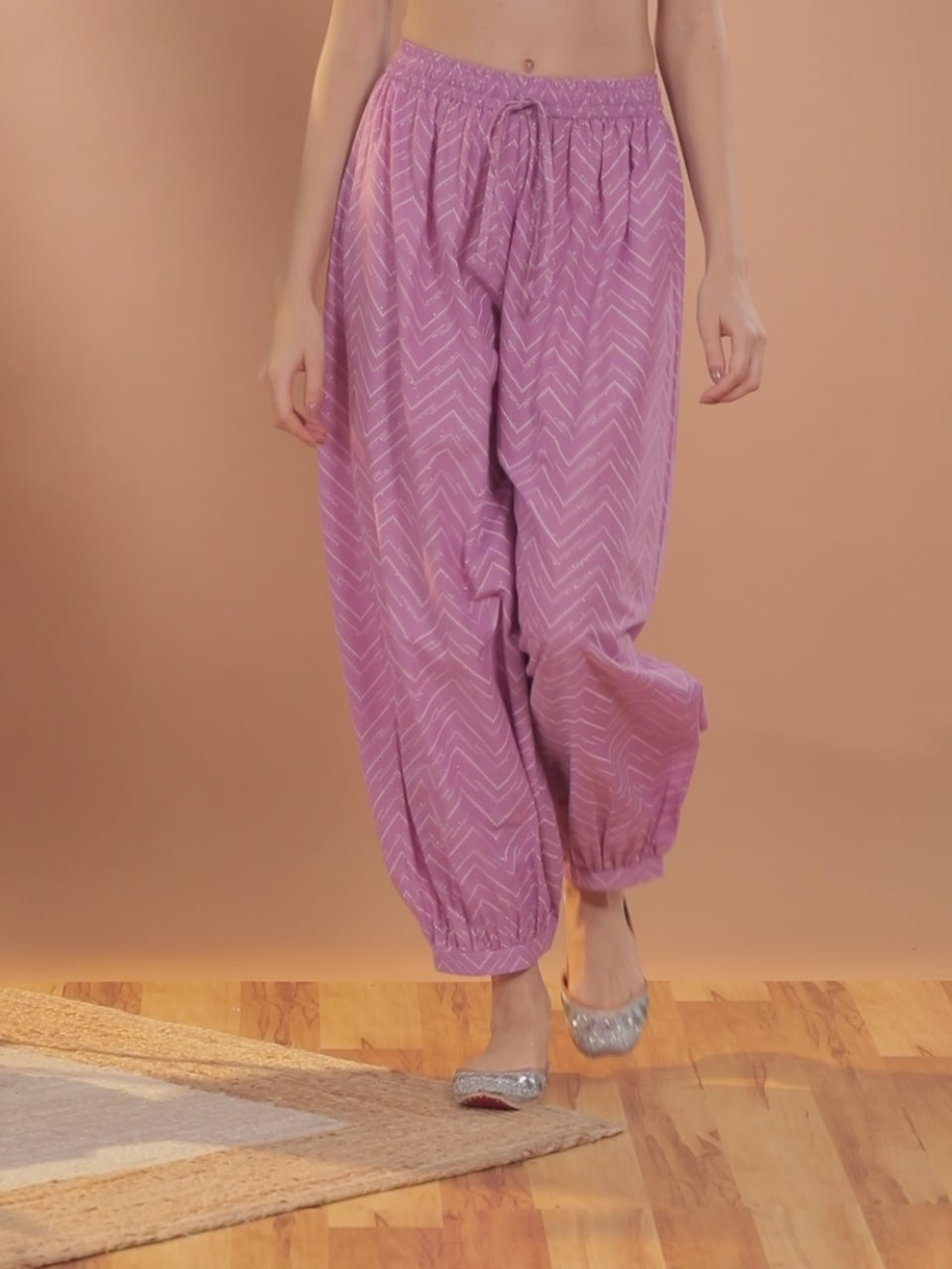 Lavender Printed Cotton Salwar Pants