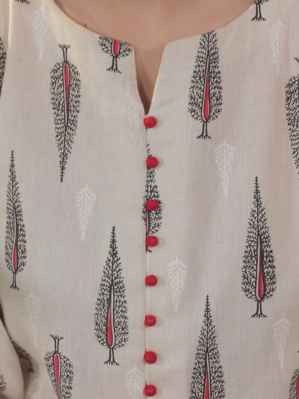  Off White Printed Cotton Kurta 