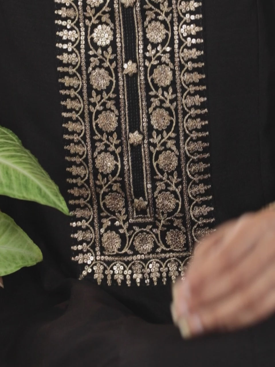  Black Yoke Design Silk Blend Anarkali Kurta With Churidar & Dupatta 