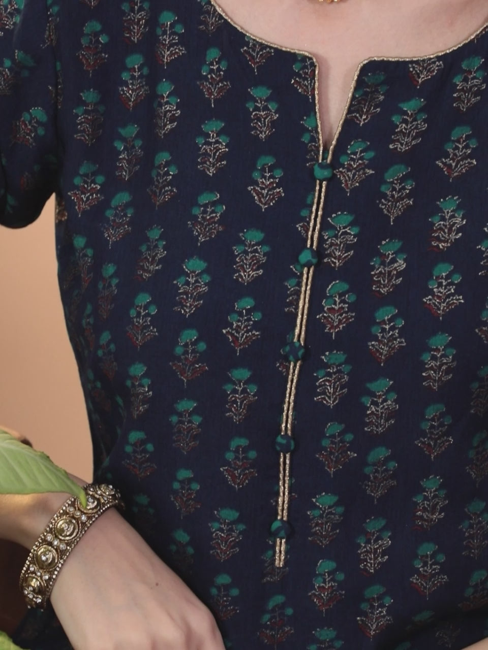  Blue Printed Silk Blend Straight Kurta With Dupatta 