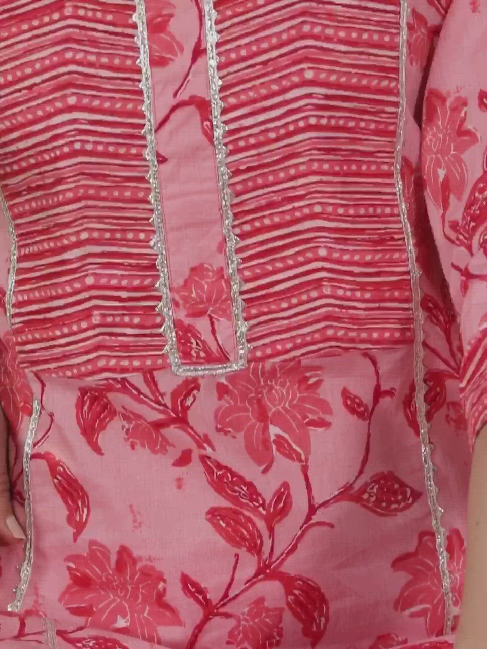  Pink Printed Cotton Kurta 
