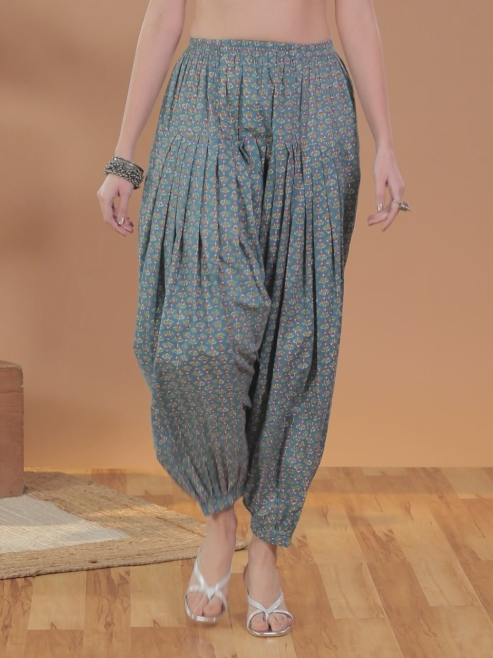  Blue Printed Cotton Salwar Pants 
