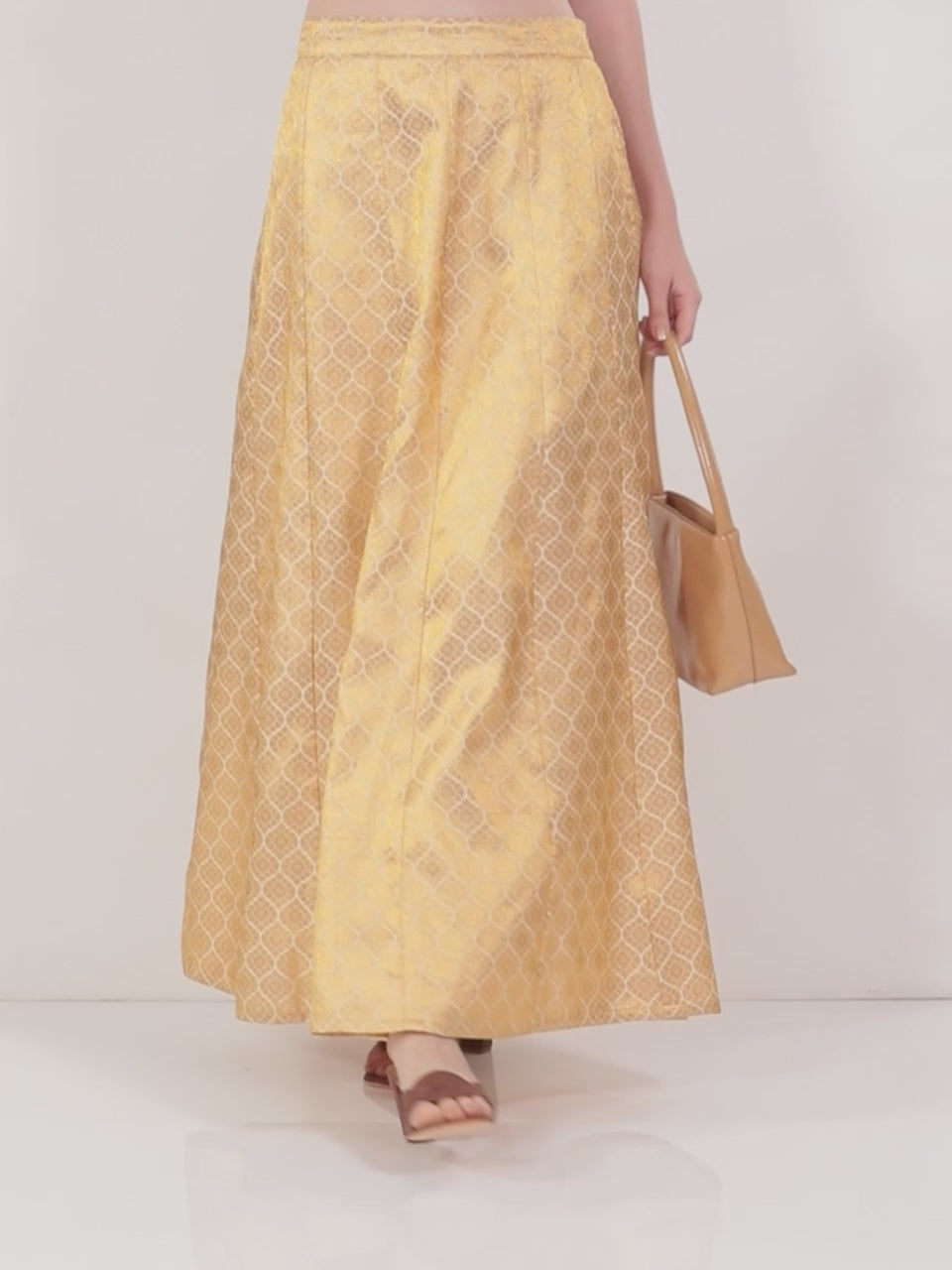  Gold Self Design Brocade Skirt 