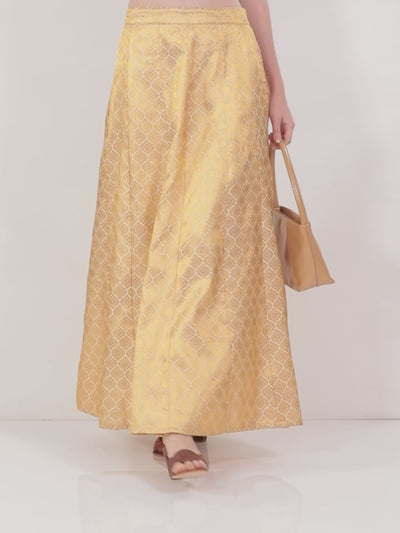 Gold Self Design Brocade Skirt