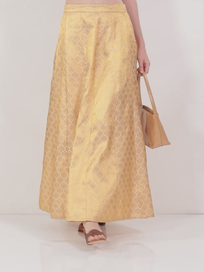 Gold Self Design Brocade Skirt