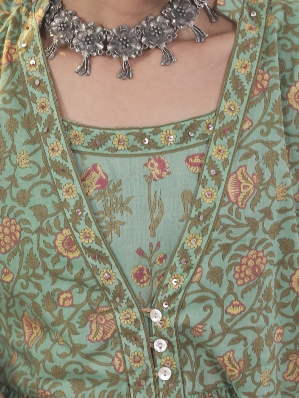  Green Printed Cotton Kurta 