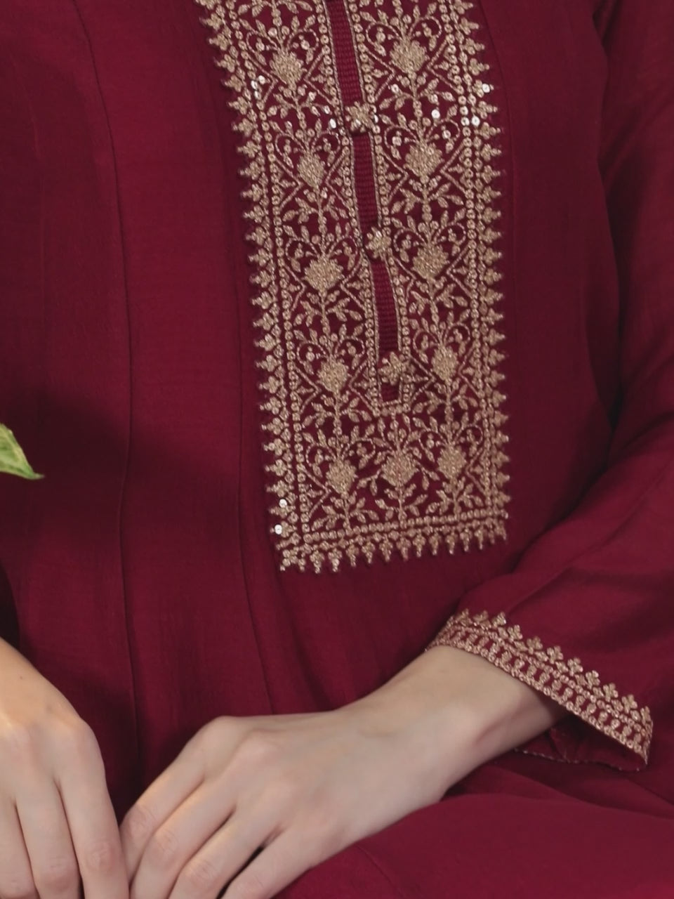  Maroon Yoke Design Silk Blend Anarkali Suit With Dupatta 