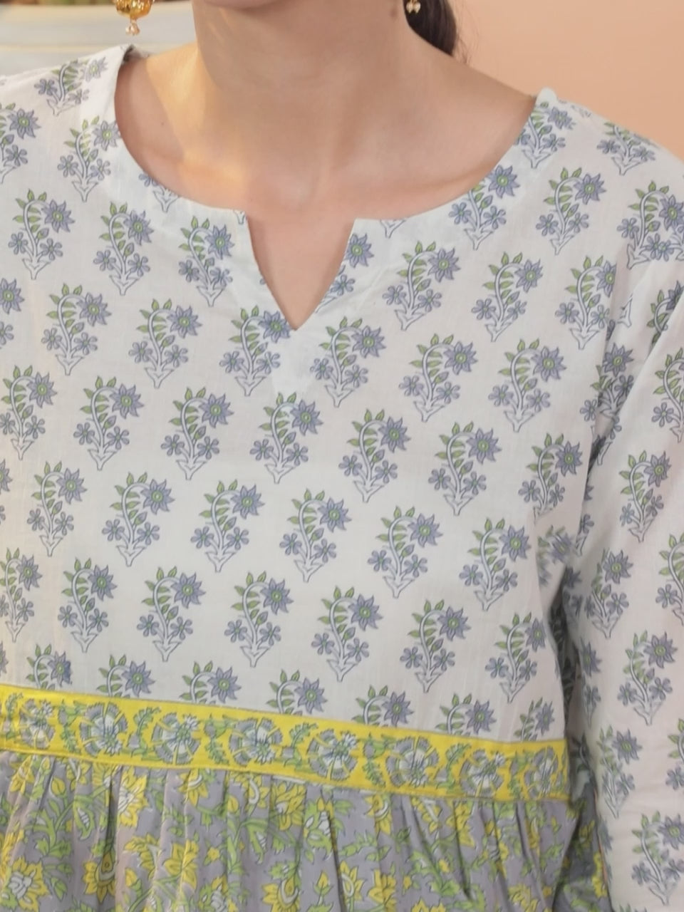  White Printed Cotton Kurta 