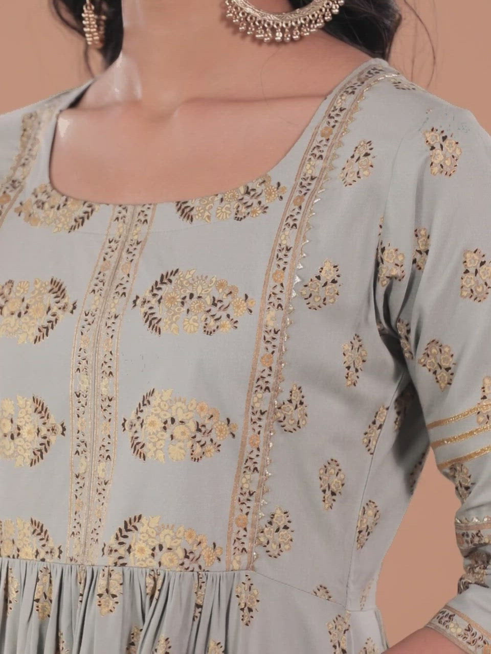  Grey Printed Viscose Rayon Dress 