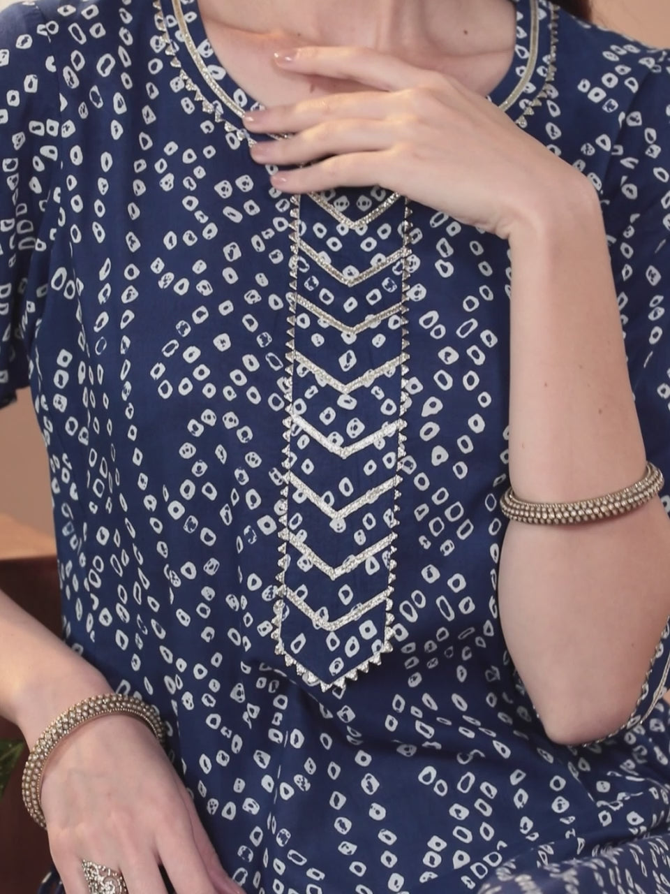  Blue Printed Cotton Straight Kurta 