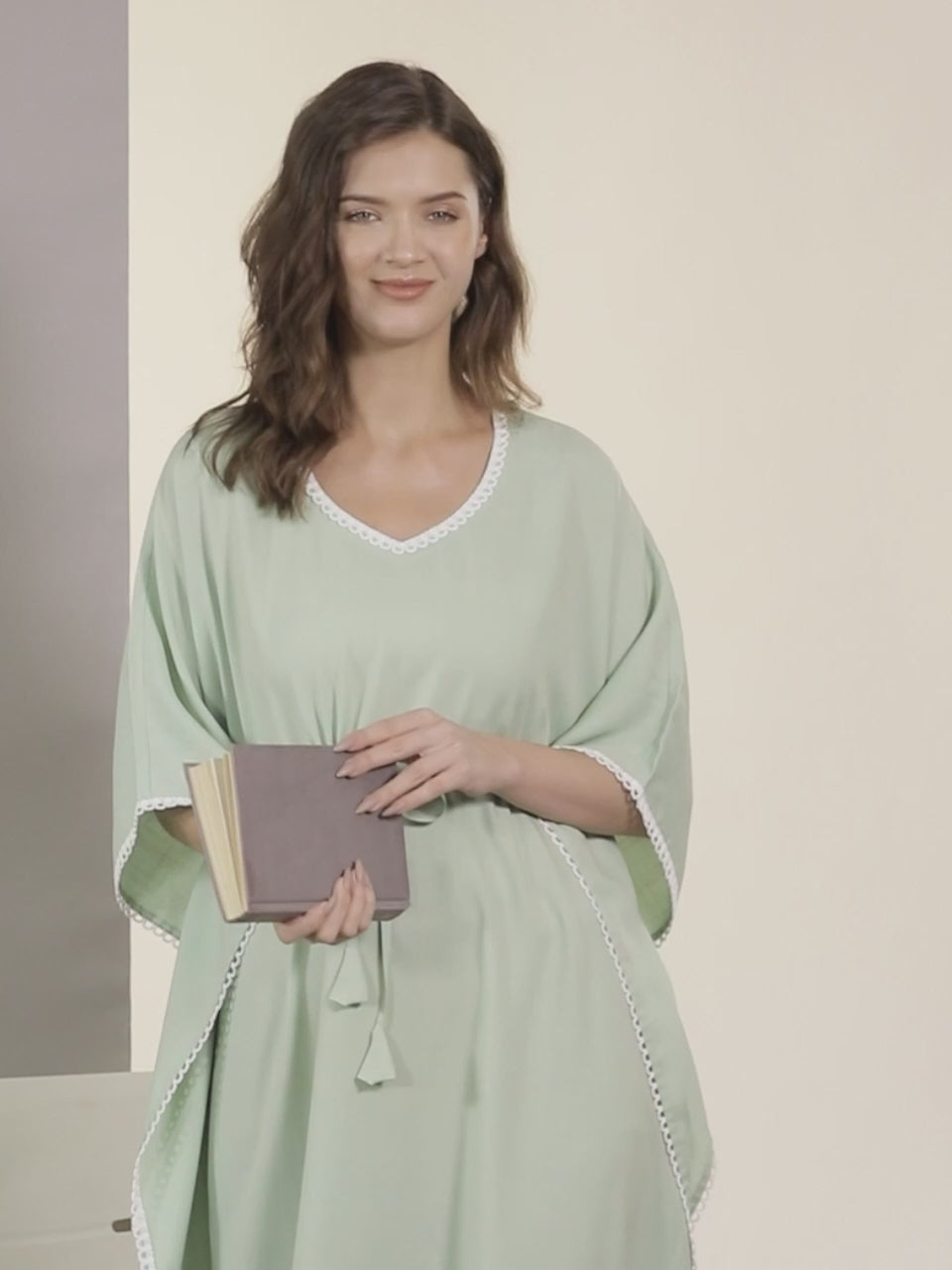 Green Solid Rayon Nightdress