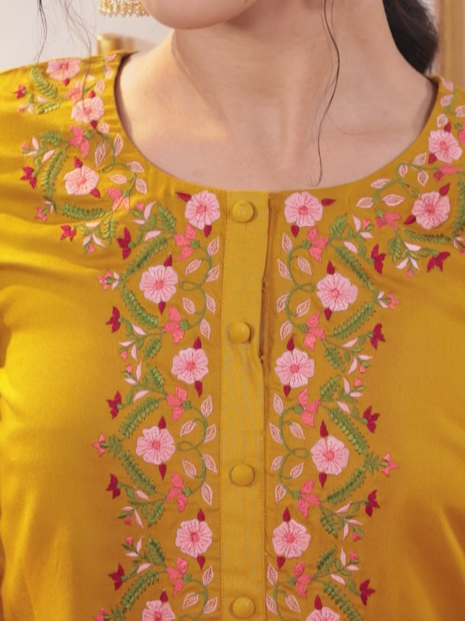  Mustard Yoke Design Rayon Kurta 