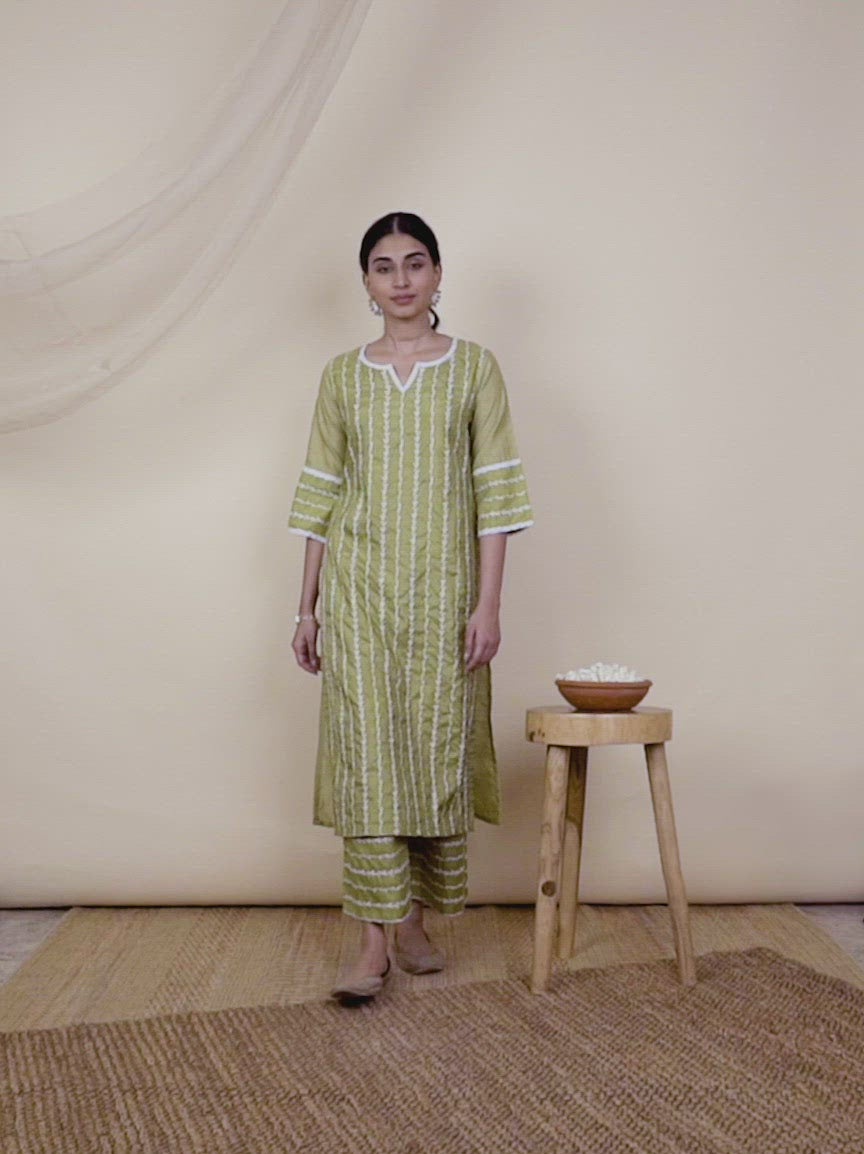 Green Embroidered Silk Kurta