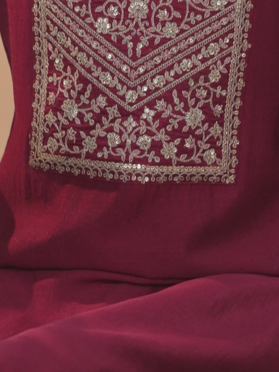 Maroon Yoke Design Silk Kurta