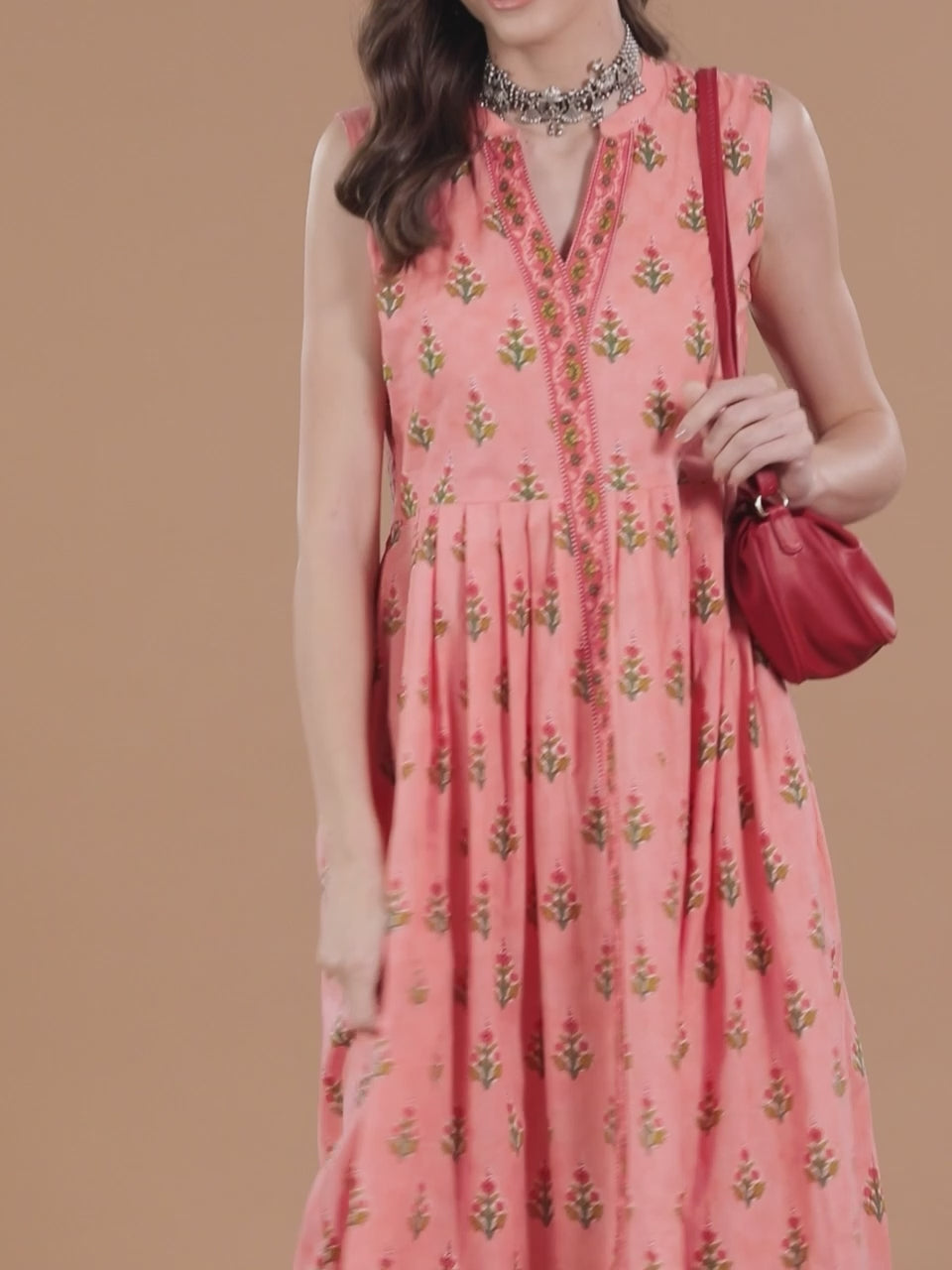  Pink Printed Cotton Dress 