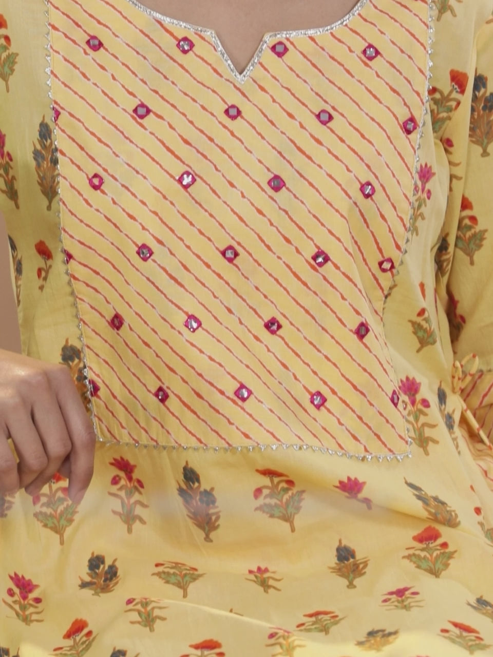 Yellow Printed Cotton Kurta