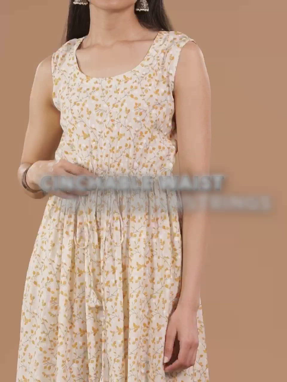  Yellow Printed Chanderi Silk Dress 